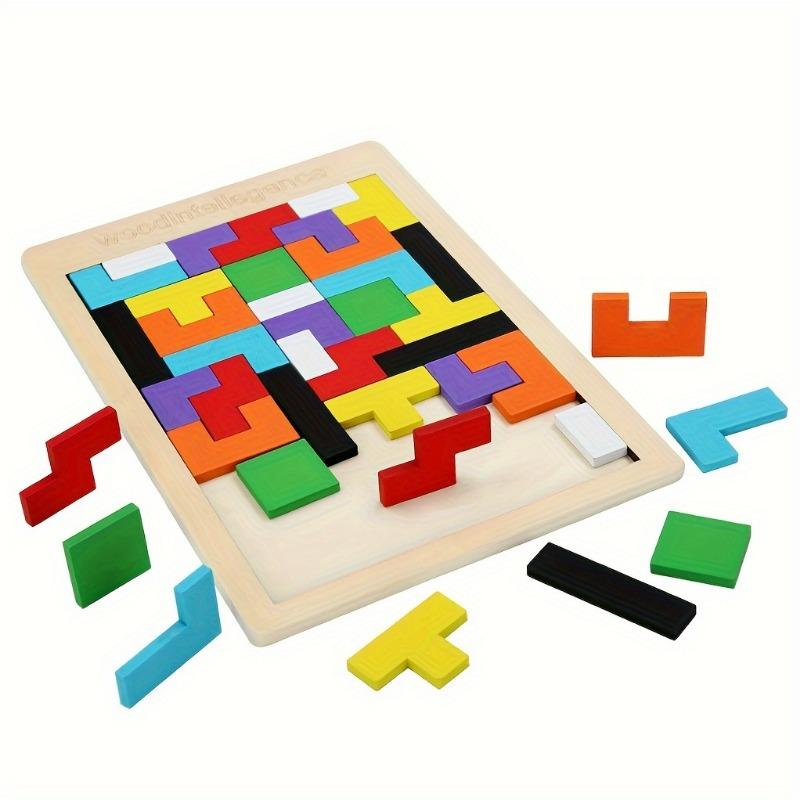 Wooden Tetris Puzzle for Kids Educational Tangram Toy