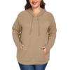 Women's  Casual Large Sized Long Sleeved Hooded Solid Color Sweatshirt