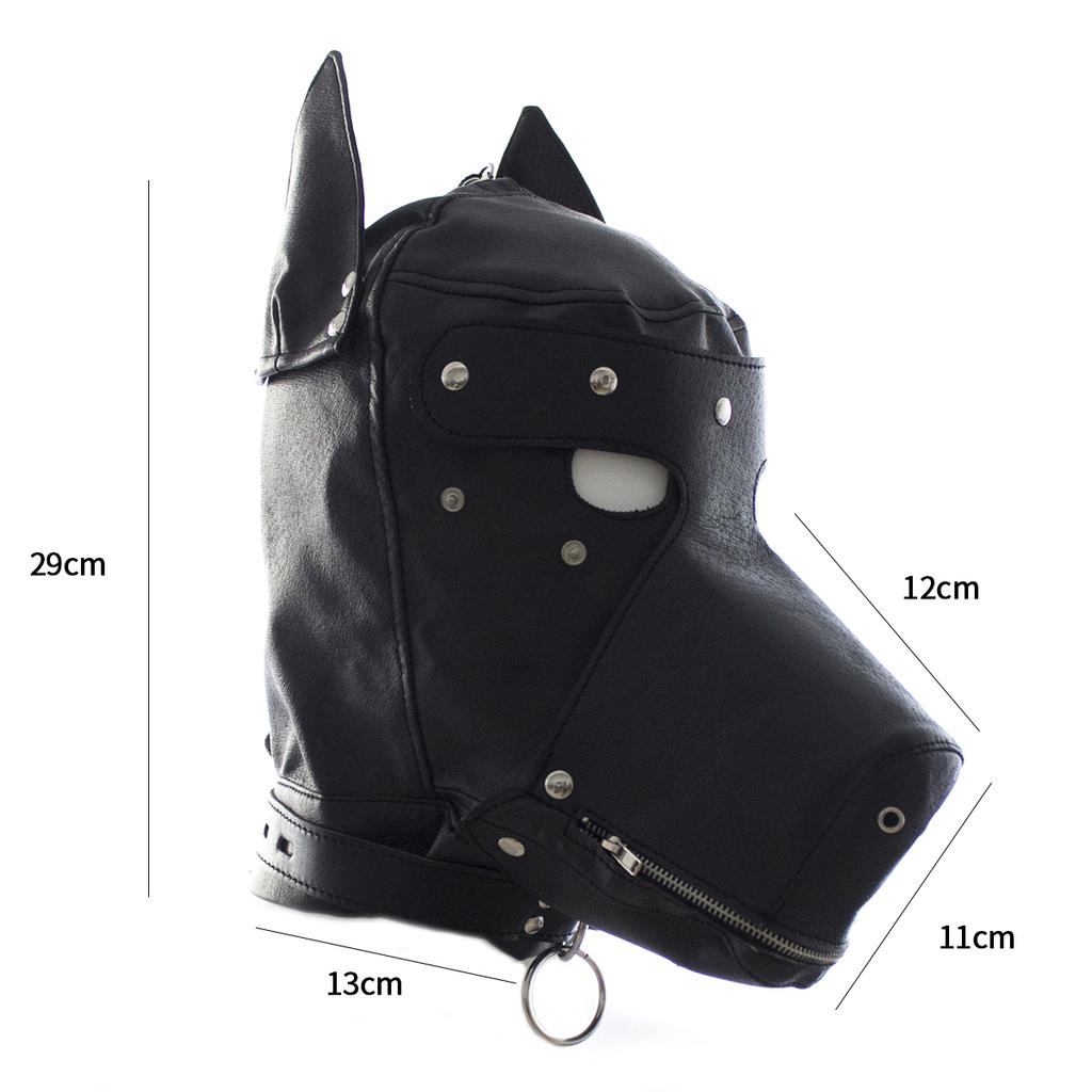 VaHppy SM BDSM Erotické hračky Psí návleky na hrdiny Hraní rolí Big Black Dog Slave Odnímatelné návleky na oči a ústa