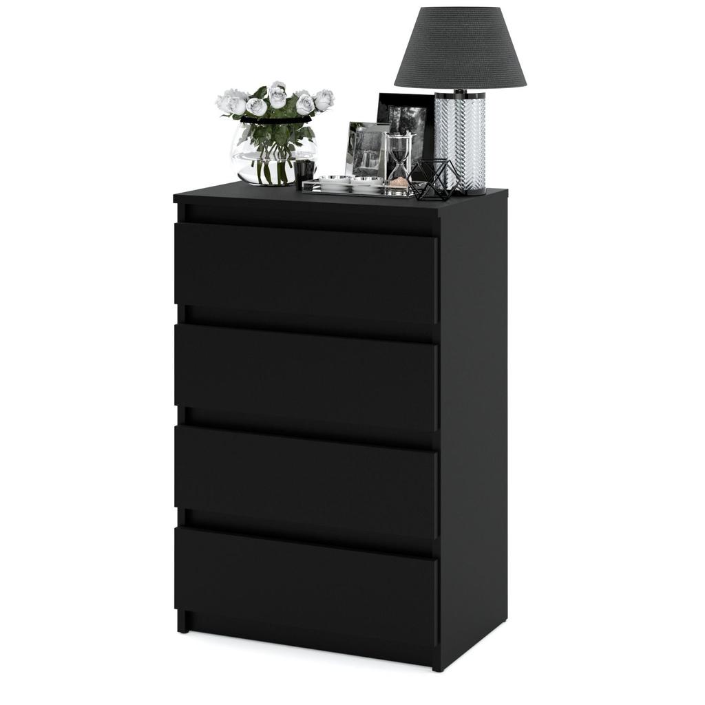 Black Chest of Drawers 60 CM 4 Drawers TV Cabinet Sideboard for Living Room
