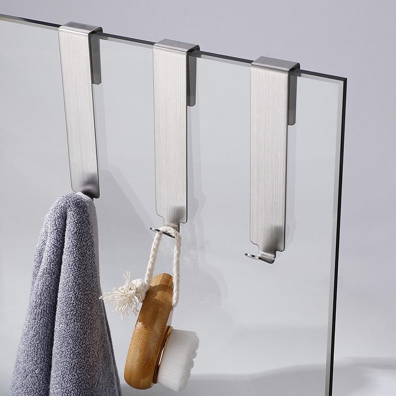 Stainless Steel Double Side Hooksbathroom Shower Door Hook Over Glass Door Shower Towel Rack For Glass Wall Or Glass Door