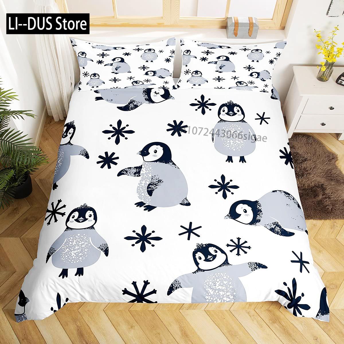 

Comforter Penguin Queen Size Cute Animal Pattern For Kids Teens Bedding Set Cute Penguin Animal Pattern Soft Comforter (quilt)-EU Single(135*200cm)3pcs
