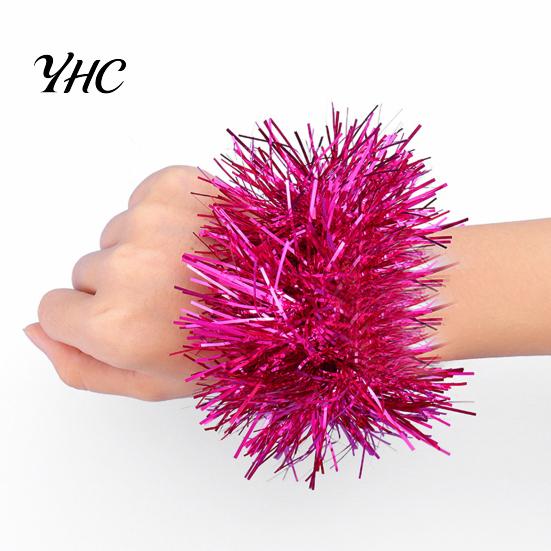 Long-lasting Tinsel Bracelet 1 Pair Colorful Elastic Band Adults Kids Universal Children's Day Rubber Kindergarten Dance Performance Prop Sports Meet