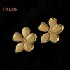 1 Pair Women Earrings 3D Flower Shape Retro Matt Golden Plate Solid Color Floral Stud Earrings Prom Dating Party Ear Jewelry
