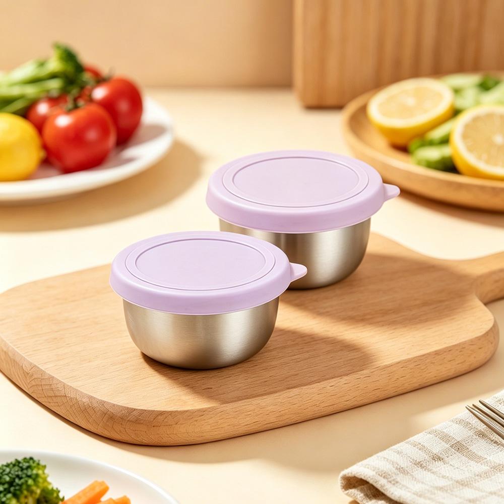 2Pcs 40ML Stainless Steel Salad Dressing Container - Leakproof Lidded Sauce Cups, Portable Dipping Dishes for Sauces
