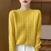 2024 Autumn/Winter Women's Cable Knit Wool Sweater – Thick, Versatile, Seven-Needle Round Neck Base Layer Fashion.