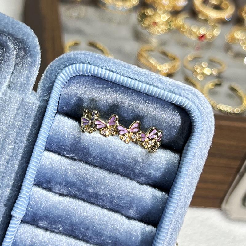Temperament Versatile Color Butterfly Enamel Ring Women's New Light Luxury Retro Fashion Niche Design Fashion Ring