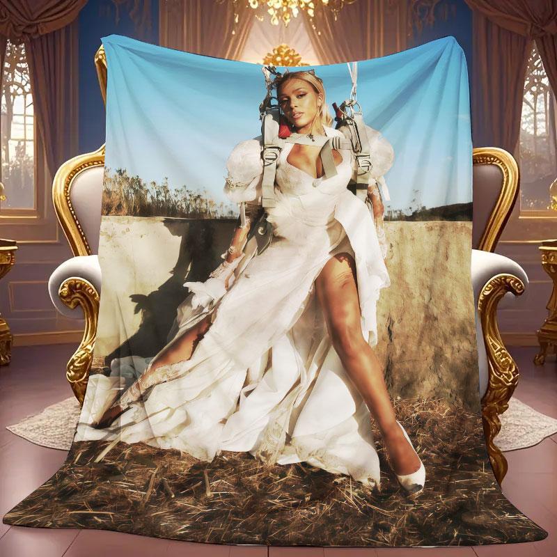 1Pc Dojacatvie Print Flannel Blanket, High quality Comfortable for All Seasons, Warmth and Comfort, Perfect for Christmas Gifts