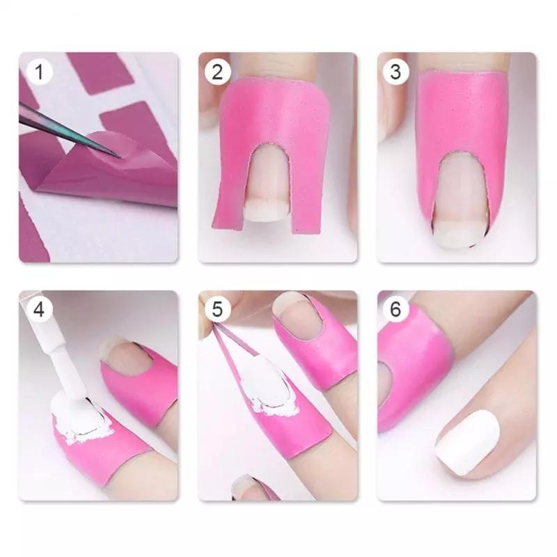 3 Pack Stripping Tape Anti-splash Protection Nails Creative U-shaped Fingerprint Stickers Finger Skin Protection Nail Polish Stickers