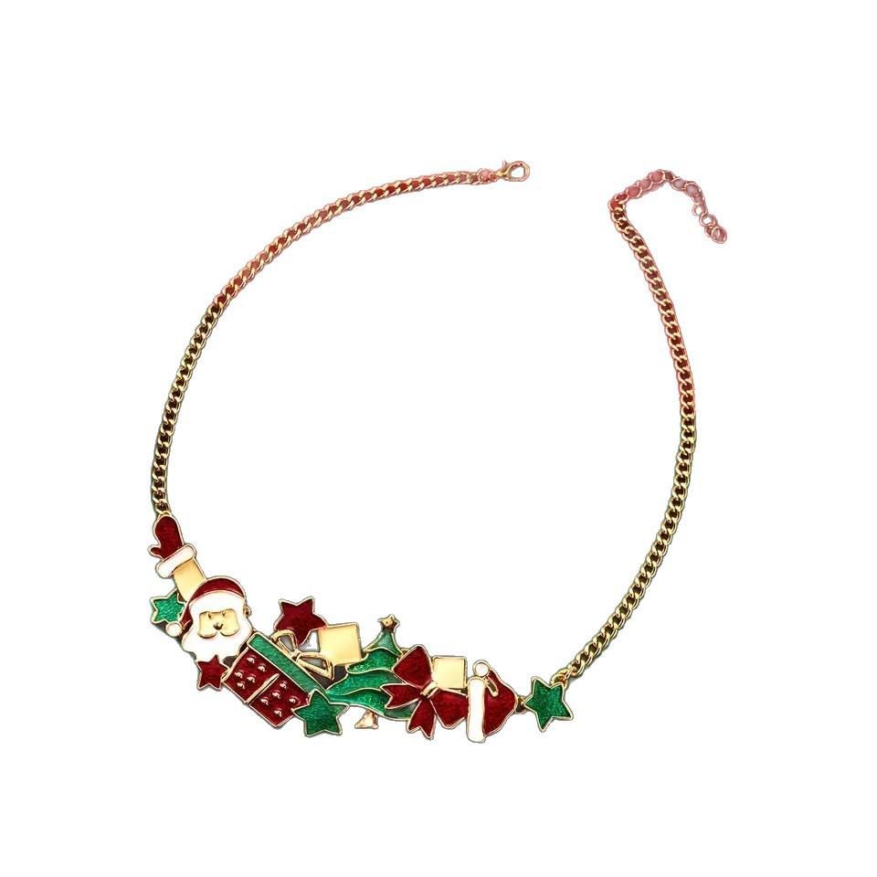 European & American Christmas Gift Set: Santa Claus Necklace, Earrings & Bracelet