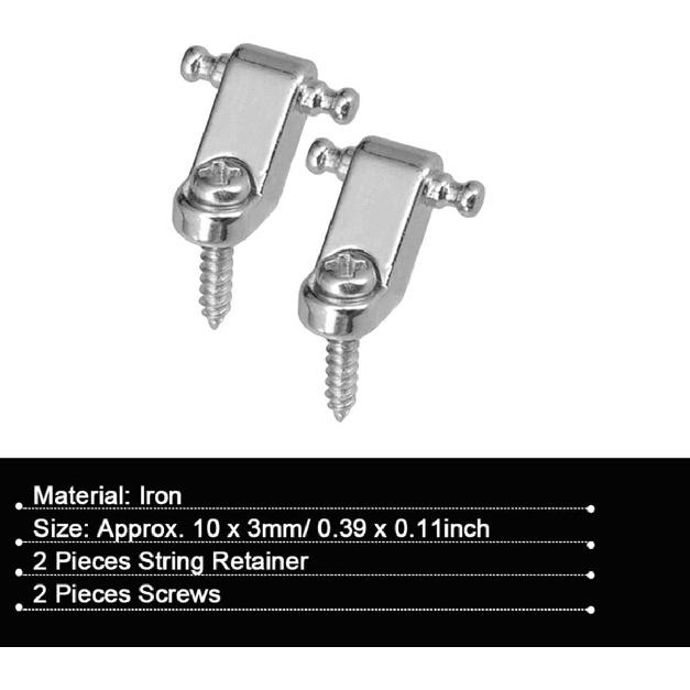 Set of 2 Electric Guitar String Trees Roller Retainer Guides for Fender American Strat Tele ST TL Silver