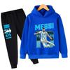 Jesienna Gwiazda Piłki Nożnej Messi 3-12 lat Dziecięce Bluzy z Kapturem Zestawy Spodnie Garnitur 2 Szt. Zestawy Ubrania dla Dzieci Chłopiec Dziewczynka Codzienna Moda Dresy
