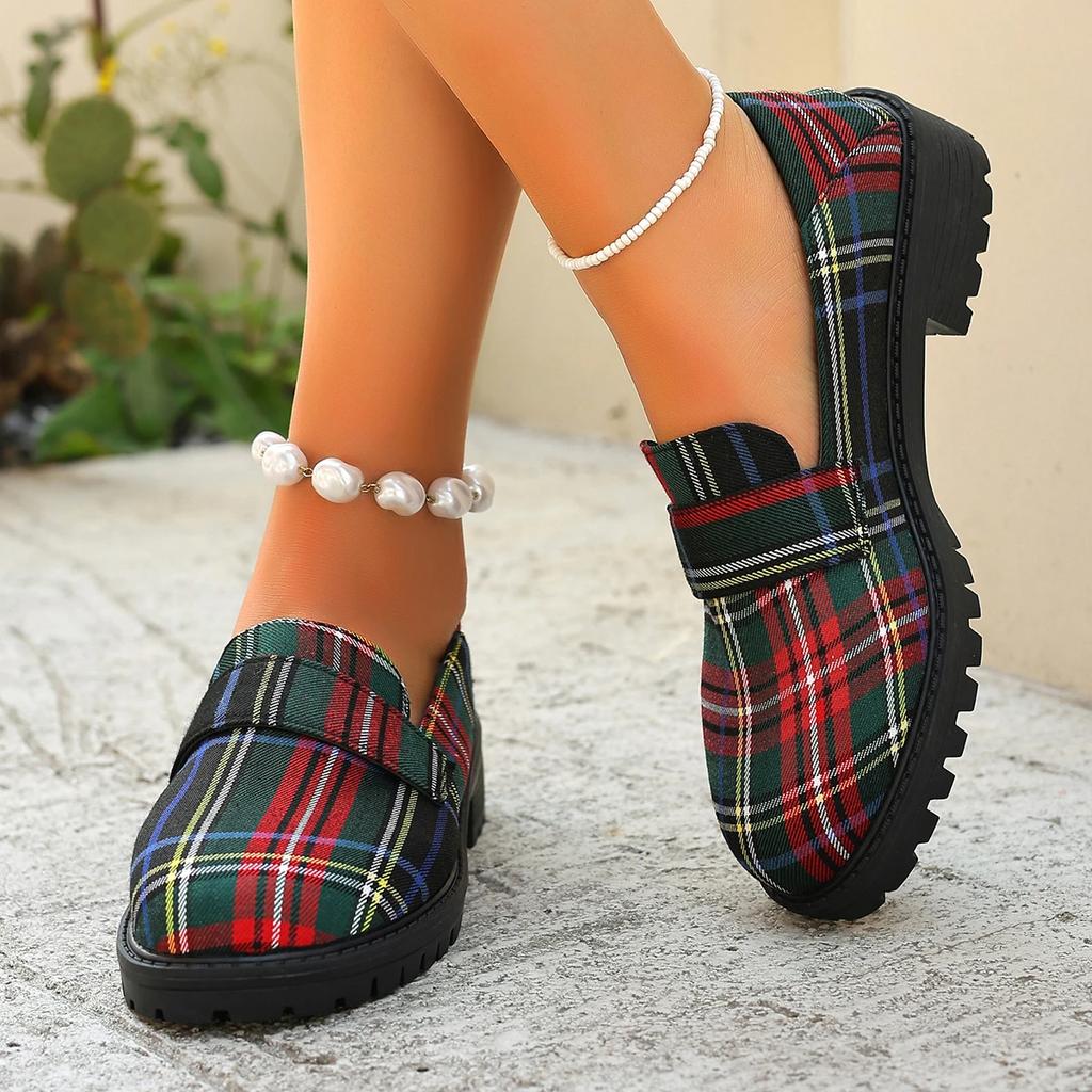 Fashion Women Sneakers New Women Round Toe Student New Lolita Shoes Comfortable Sneakers Women Vintage Platform Plaid Mary Jane Shoes