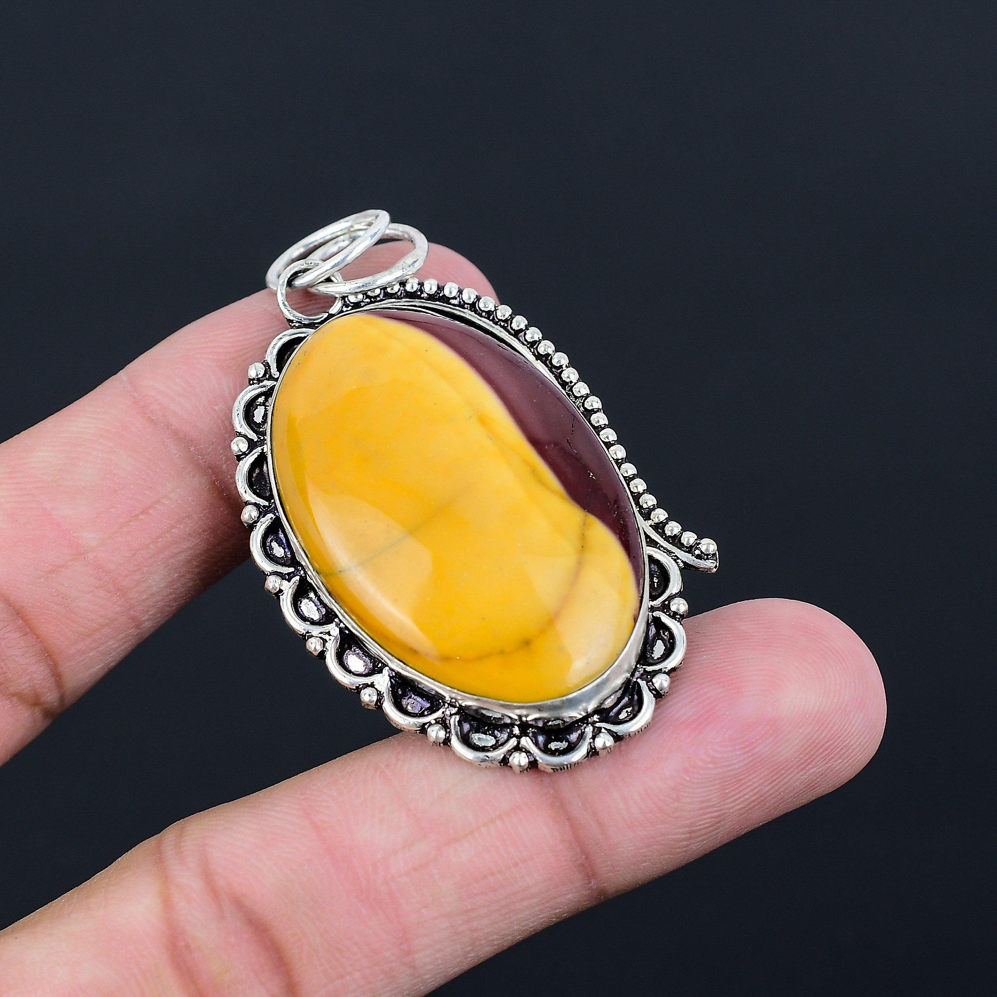 Womens day Sale Sterling Silver Oval Mookaite Gemstone Engagement Bezel Pendant