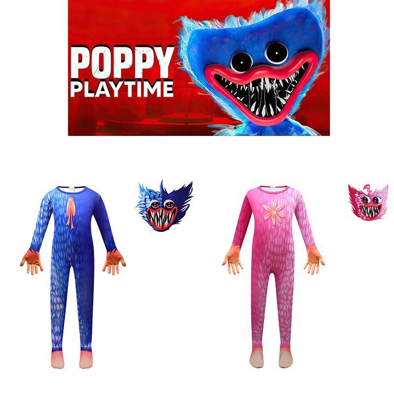 Huggy Wuggy Kids Poppy Playtime Cosplay Costume Bodysuit Jumpsuit Mask Gloves