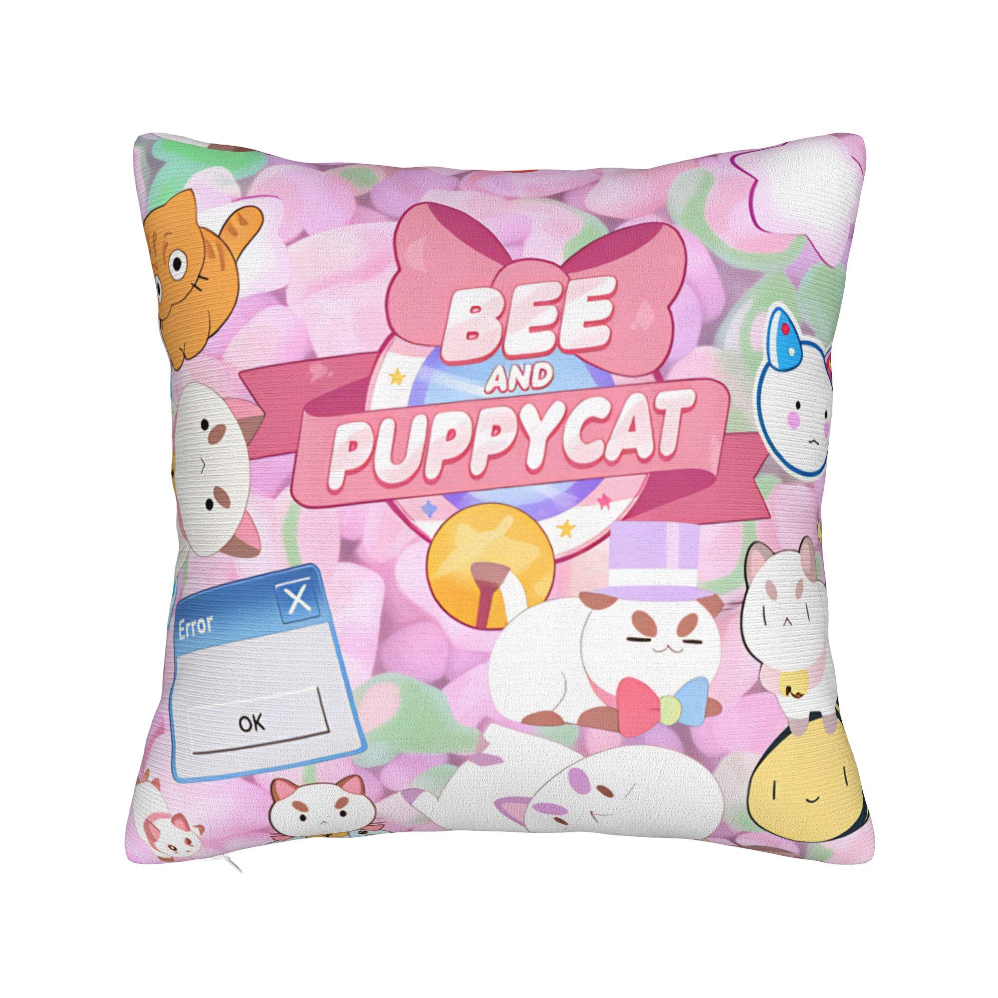 B-Bee And P-Puppycat Pillow Cover  Custom Cushion Cover Novelty Pillow Case For Sofa Car Home Decor 16x16Inch