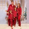 2Pcs/Set Christmas Pajamas Set Family Matching Xmas Pajamas Set Solid Color Smooth Fabric Festive Family Sleepwear