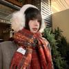 Christmas and New Year's red plaid imitation cashmere scarf women's new winter high-end warm wool scarf