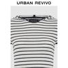 UR Women's Striped Hooded Short Sleeve Knit Top