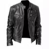 Southern winter warm button fashion domineering locomotive men's multi-pocket PU jacket stand-up neck zipper cardigan leather jacket