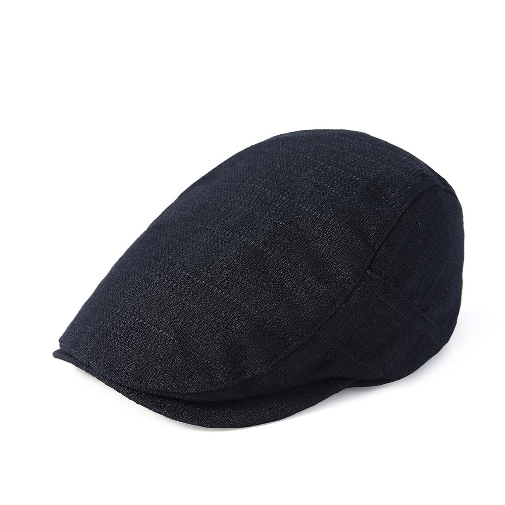 Берет Мужская шляпа Британская шляпа Форвард Кепка для людей среднего и пожилого возраста Кепка с плоским верхом Газетчик чёрный