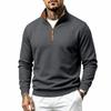 Men's Heavy Weight Knit Zip Up Sweatshirt with Stand Collar Loose Fit Thermal for Casual Wear