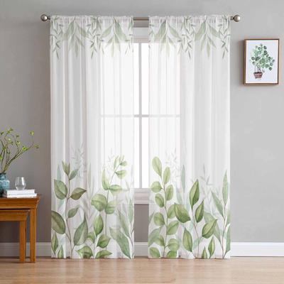 Rideaux Voiles Transparents Style Naturel de Feuilles de Plantes pour Chambre d'Enfant Salon Rideaux de Fenêtre Voiles