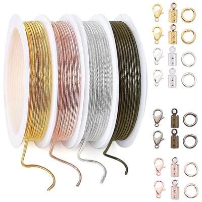 4 Rolls Snake Chains 8 Lobster Clasps 50 Jump Rings 30 Connectors Clasps for Layered Y Necklace Choker Bracelet Jewelry