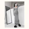 French Retro Solid Color Dress - 2026 Slim-Fit Waist-Cinching Skirt for Spring/Autumn