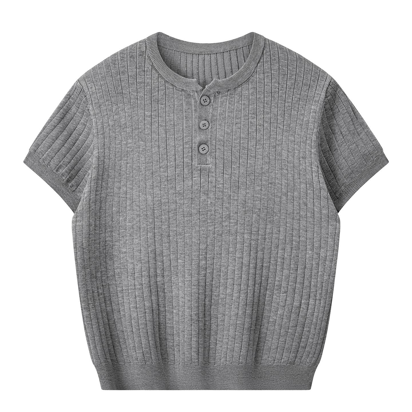 Casual Knitted Half-sleeved Round Neck Solid Color Versatile Bottoming Shirt Short T 2XL серый 2100₽