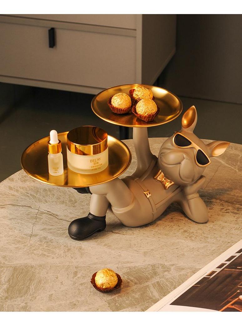 Luxurious Bulldog Key Holder and Storage Tray for Entryway Decor