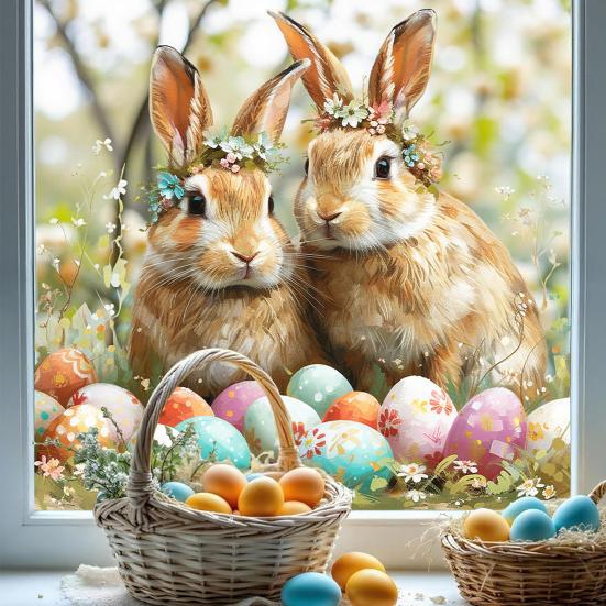 Osterwandaufkleber Lustiger Hase Rissiges Abziehbarer und Aufklebbarer Aufkleber 3D Loch Design Cartoon Selbstklebende Wandaufkleber für Kinderzimmer Spielzimmer