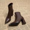 Vintage Pointed Toe Thick Heel Women Ankle Boots New Autumn Winter Female Shoes Street Style Banquet Party Short Botas Mujer