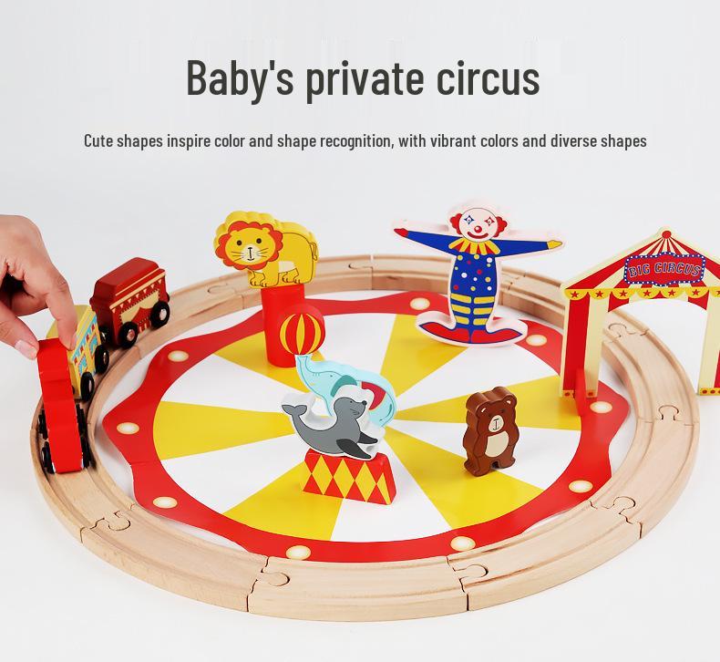 Kinder 25-teiliges Zirkuszug-Set aus Holz - Frühes Lernen & Bauspielzeug