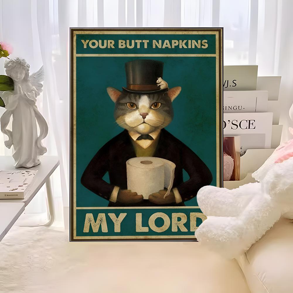 Are You Pooping Bathroom Sign Funny Cat Quotes Classic Vintage Posters HD Quality Wall Art Retro Poster for Home Room Wall Decor