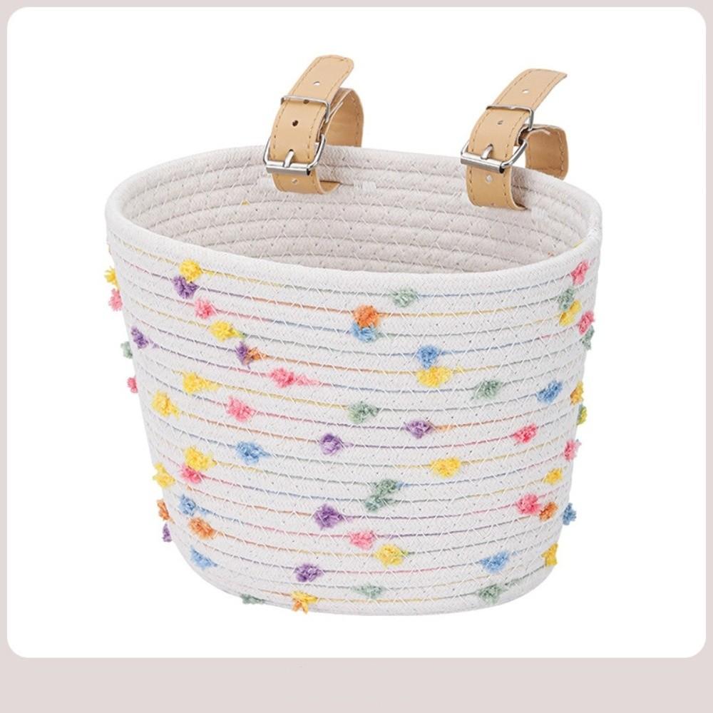 Cute with Rope Handle Bicycle Basket Removable Solid Color Bike Carrier Bag Large Capacity Storage Basket Bike