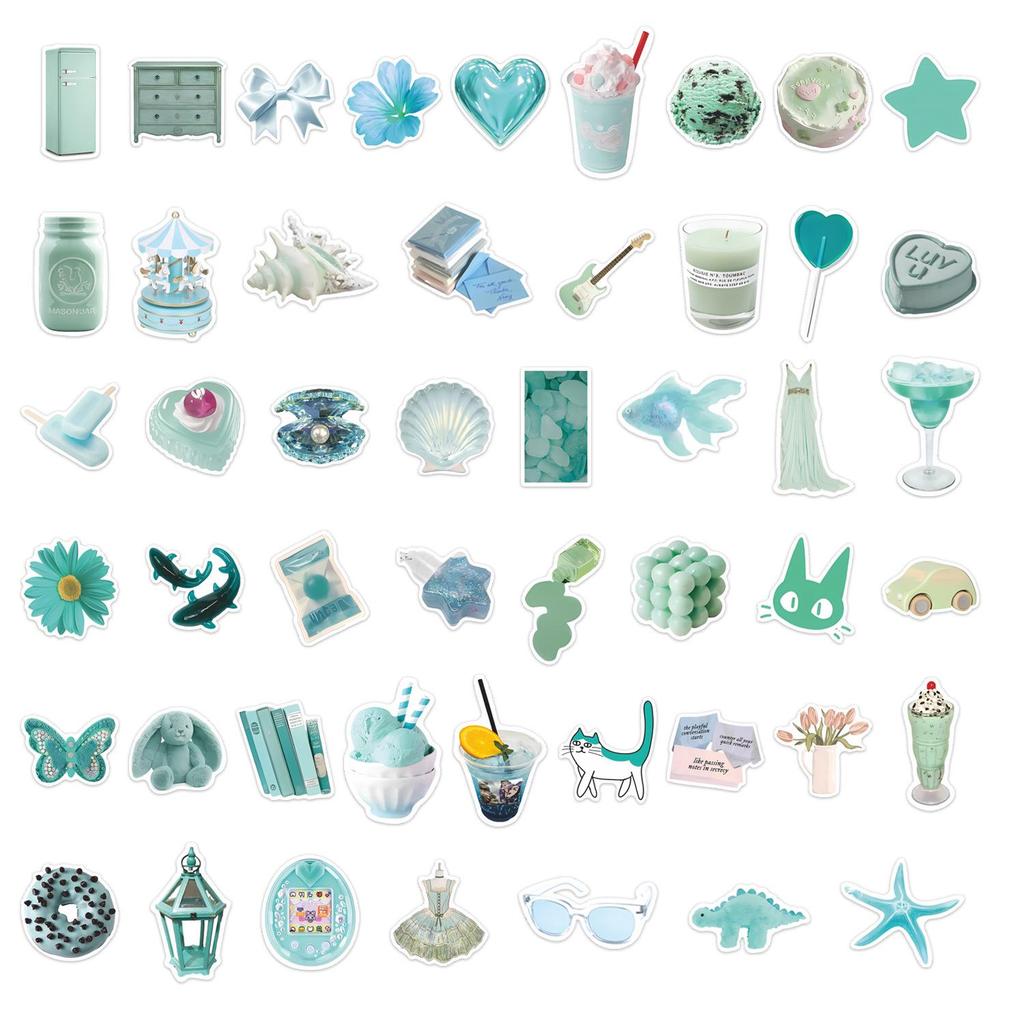 Mint Green Graffiti Stickers - 50 Sheets for DIY Notebook & Luggage Decoration