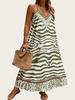 Bohemian Zebra Print V-neck Maxi Dress