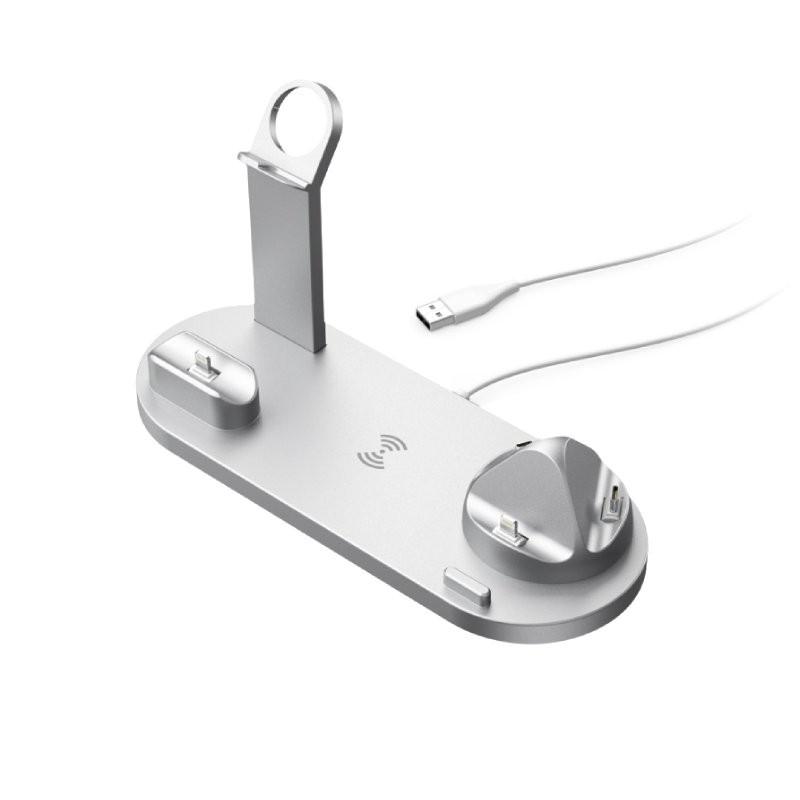 New Wireless Charger 15w Three In One Rotating Socket For Phone Headphones And Watch In Black White Silver Rose Gold