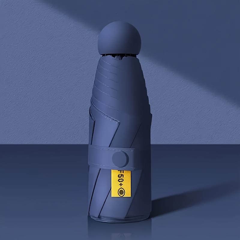 

Зонт складной для взрослых, простой стиль, 6 скелетов, компактный карманный размер, с пластиковой ручкой, подходит для кошелька, легкий, с защитой от ультрафиолета темно-синий