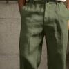 Heren Broek Middelhoge Taille Knop Rits Sluiting Casual Broek met Zakken Effen Kleur Losse Pasvorm Lichtgewicht Ademende Broek