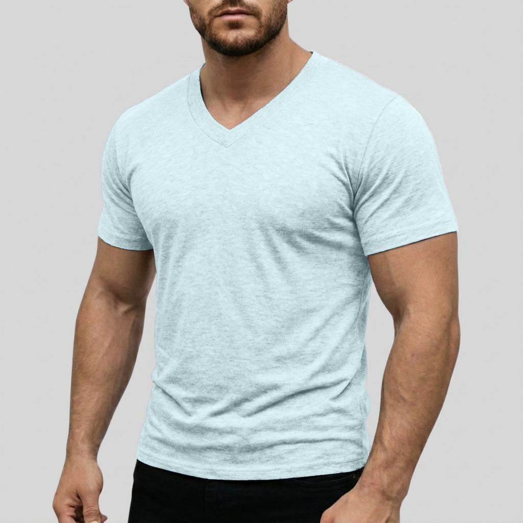 Herren Casual -farbig Elastisches Gewebe Kurzärmlig Rundhals Oberteil