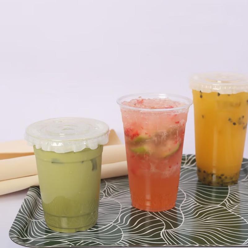 Disposable 98mm PET Cold Drink Cups & Lids
