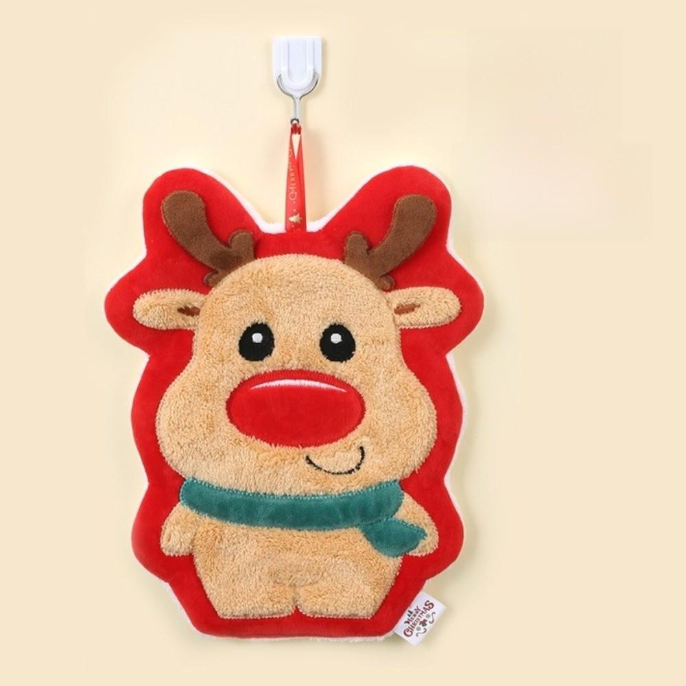 Cartoon Snowman Christmas Hand Towel Absorbent Coral Fleece Wipe Cloth Christmas Decor Quick-drying Kitchen Cleaning Rag