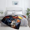 Wolf Castle Sunset Clock Fantasy Landscape Flannel Blanket Gothic Art Throw Blanket Halloween Decor Cozy Bed Cover MythicalTheme