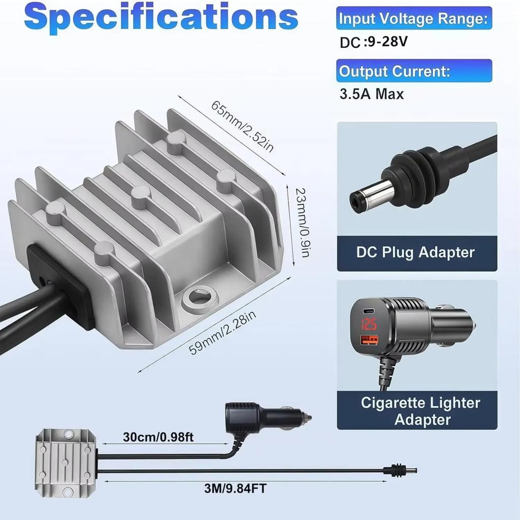 For Starlink-Mini Car Power Converter 12V/24V Boost 30V 3.5A Car Efficient Power Boosting Supply 3M Adapter Cable Accessories