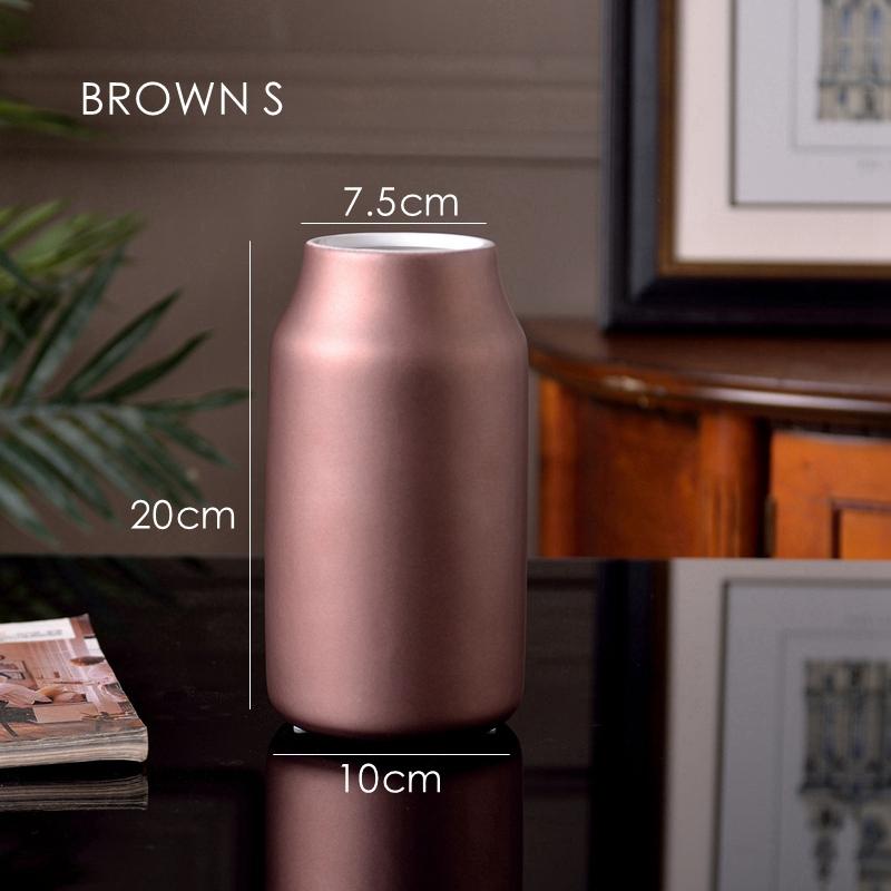 

1pc Matte Brown Vase Grey Porcelain Flower Vase Home Decoration Wedding Centerpiece Desktop Vase Ornament