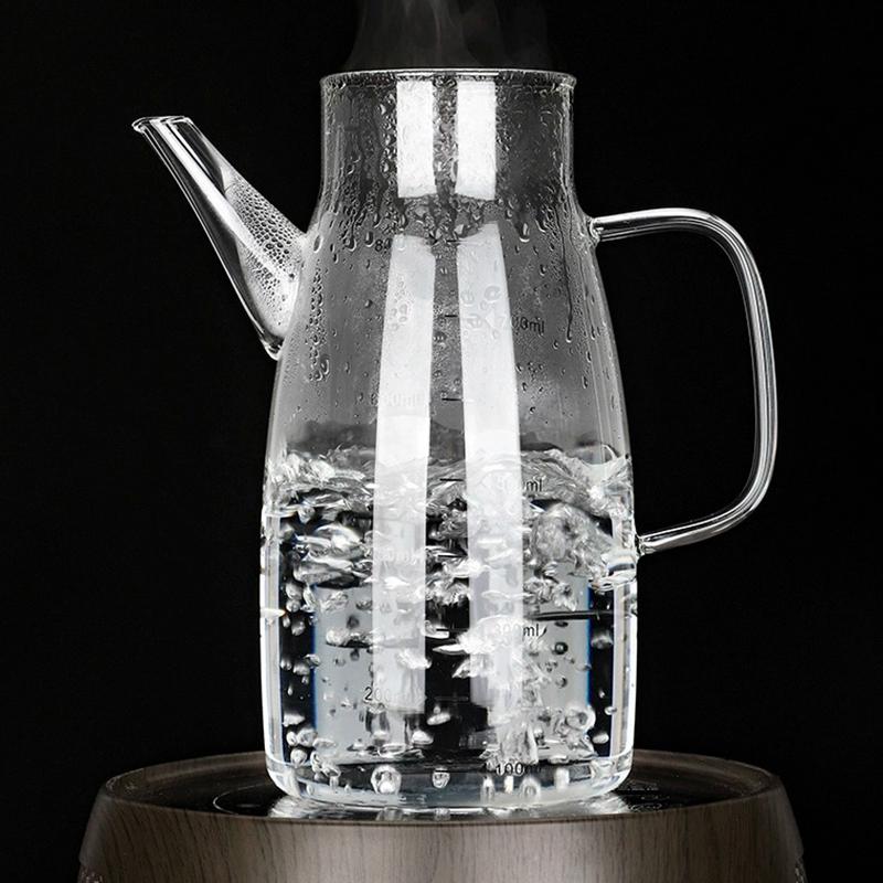 Oil Pot 600/800/1000ml Glass Oil Bottle with Scale Stainless Steel Lid High Temperature Resistant Household Kitchen Oil Pot