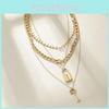 Stunning Multi-layer Gold Lock Chain Necklace For Women In Geometric Style Perfect For Gifts