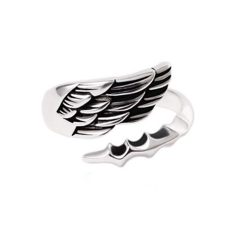 Trendy Fashionable Color Feather Rings Men ’S Jewelry Korean Angel Wing Open Rings Retro Giveaway Present Boyfriend Cool ThingsFashion Rings